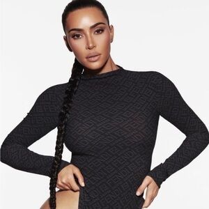 Fendi for Skims Monogram Black Bodysuit rare size Small never worn